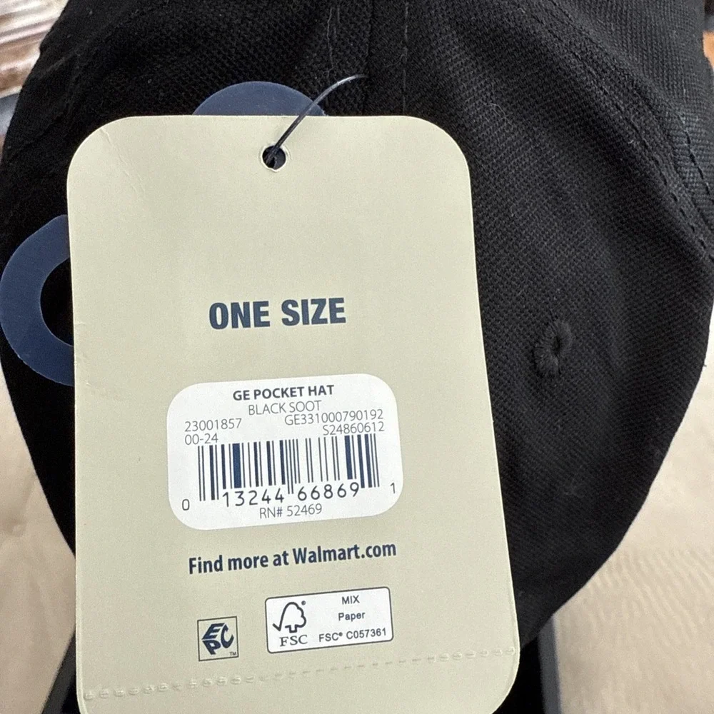 George Pocket Hat, Strapback Hat Black‎ Adjustable 6 Panel Structured NWT 4670